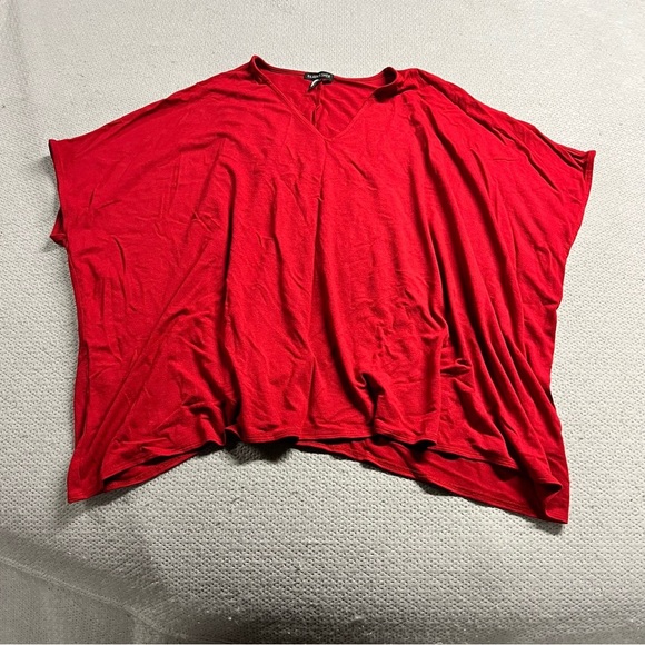 Eileen Fisher Red V Neck Flowy Lagenlook Viscose Heavyweight Top Size Small EUC - Picture 1 of 5